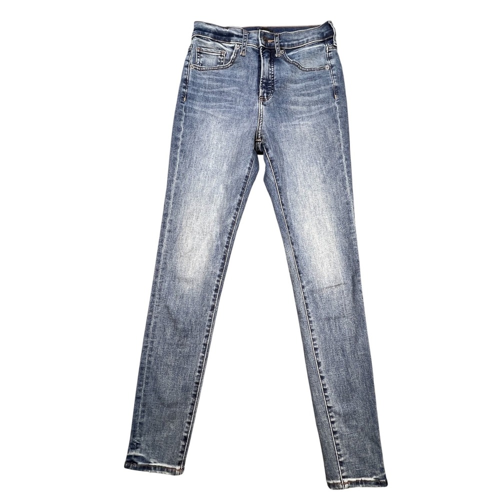 Express Blue Jeans Skinny High Rise Whiskered Denim Womens Size 2R